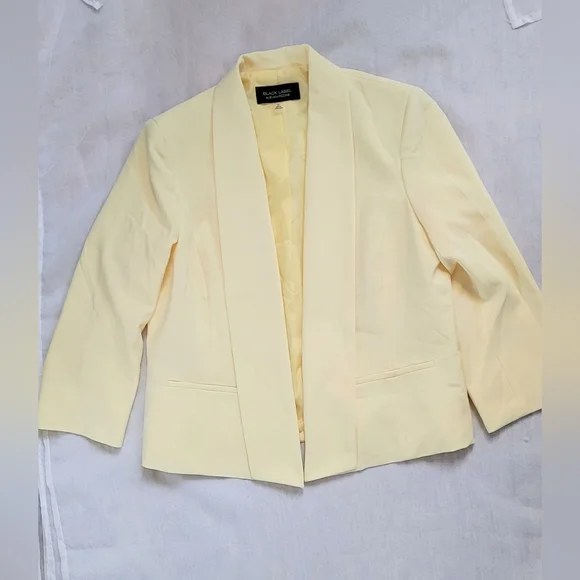 NWOT! Posh Butter Yellow Black Label Formal Women's Lined Open Spring Blazer 10 - Picture 6 of 17